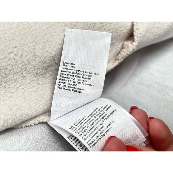 All Saints Nude Zip Drape Waterfall Cardigan S Beige Oversized Terry Jacket - Picture 14 of 15